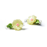 Lilies & Roses Peonies Flower Hair Clips ~ Satin Yellow