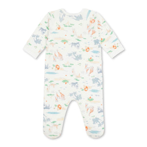 Petit Bateau Side Zip Animal Print Footie ~ White Multi