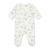 Petit Bateau Side Zip Animal Print Footie ~ White Multi