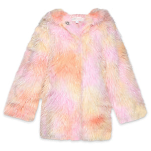 Baby Sara Faux Fur Hooded Coat ~ Pink Multi