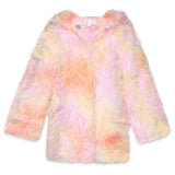 Baby Sara Faux Fur Hooded Coat ~ Pink Multi