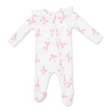 Angel Dear 2 Way Zipper Ribbed Frill Sleeve Footie ~ Pretty Bows