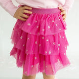 Sweet Wink Hearts Print Tiered Tutu Skirt ~ Bubblegum Pink