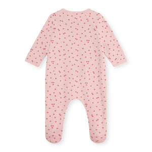 Petit Bateau Side Snap Apple Print Brushed Fleece Footie ~ Pink