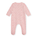 Petit Bateau Side Snap Apple Print Brushed Fleece Footie ~ Pink