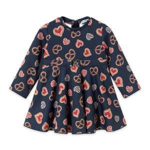 Mayoral Baby Girl Pretzels Print Neoprene Dress ~ Navy