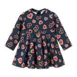 Mayoral Baby Girl Pretzels Print Neoprene Dress ~ Navy