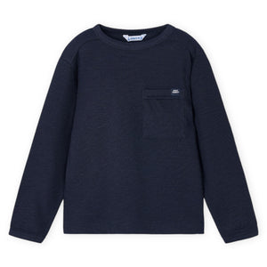 Mayoral Boys Ribbed l/s Shirt w/ Pocket ~ Navy