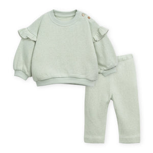 Play Up Baby Knit Ruffle Sweater & Leggings Set ~ Celadon