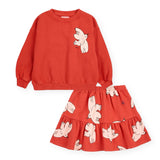 Bobo Choses Freedom Bird Sweatshirt & Printed Skirt Set ~ Red