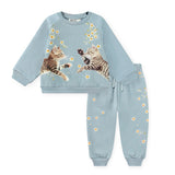 Molo Baby Disc Sweatshirt & Simeon Sweatpants Set ~ Kitten Star Dusty