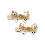Lilies & Roses Gold Glitter Bow Hair Clips