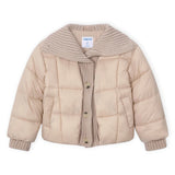 Mayoral Girls Combo Rib/Knit Puffer Coat ~ Hazelnut