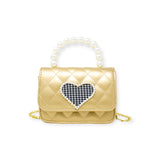 Tiny Treats Quilted Pearl Handle Heart Bag