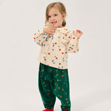 Bobo Choses Baby Blossom Print Woven Blouse & Corduroy Pants Set ~ Off-White/Dark Green