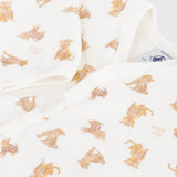 Petit Bateau Velour Front Snap Leopards Print Footie ~ White/Beige