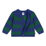 Petit Bateau Baby Knit Striped Cardigan ~ Blue/Green