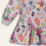 Oilily Girls Drole Paris Print Sweatshirt Dress ~ Gray