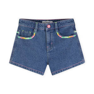 Billieblush Embroidered Denim Shorts ~ Double Stone/Brossage