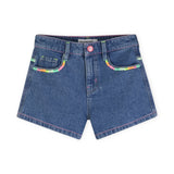 Billieblush Embroidered Denim Shorts 7-12 ~ Double Stone/Brossage