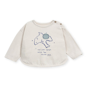 Play Up Baby Bird l/s Top & Printed Fleece Pants Set ~ Natural/Watercolor Blue