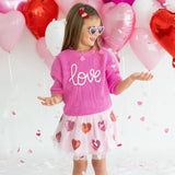 Sweet Wink Sequin Hearts Tutu Skirt ~ Pink