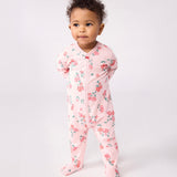 Petit Bateau Front Snap Floral Print Footie ~ Pink Multi