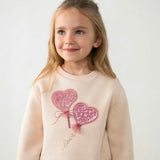 Mayoral Girls Sequin Embellished Sweatshirt ~ Light Khaki