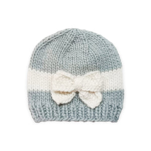 The Blueberry Hill Knit Bow Hat ~ Bowie Grey/Cream