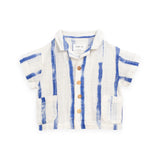 Play Up Baby Striped Woven Shirt & Shorts Set ~ Off White/Cobalt