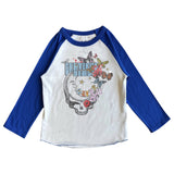 Rowdy Sprout Grateful Dead Moonlight Stealie Bloom l/s Raglan Tee ~ Vintage White/Blue