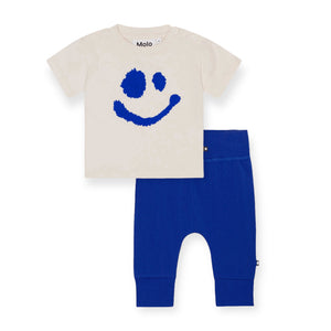 Molo Baby Enzo s/s Tee & Sammy Pant Set ~ Sea Shell/Reef Blue