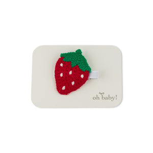 Oh Baby! Crochet Strawberry Hair Clip ~ Berry Red