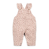Play Up Baby Ruffle Collar Ribbed Onesie & Leopard Print Frilled Twill Overalls Set ~ Natural/Pink