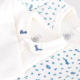 Petit Bateau Fox Print Onesie, Cardigan & Pants Set ~ White/Blue
