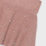 Mayoral Girls Knit Sweater & Skirt Set w/ Pearls ~ Heather Quartz