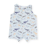 Angel Dear Sleeveless Muslin Shortie Romper ~ Sharks