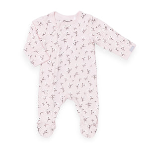 Coccoli Cotton Modal Zipper Footie ~ Mauve Floral