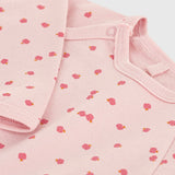 Petit Bateau Side Snap Apple Print Brushed Fleece Footie ~ Pink