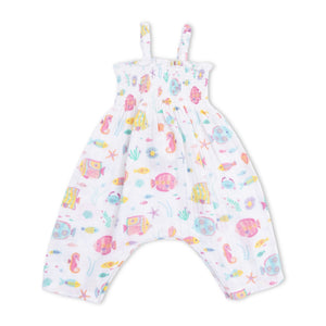 Angel Dear Smocked Muslin Romper ~ Sunny Coral Reef Fish