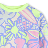 Billieblush Girls Surf Print Crewneck Sweatshirt & Shorts Set ~ Green Lemon