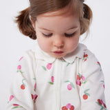 Petit Bateau Front Snap Berry Print Footie w/ Collar ~ White Multi