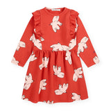 Bobo Choses Freedom Bird Printed Ruffle Dress ~ Red