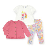 Mayoral Baby Girl Cardigan, Tee, & Printed Leggings Set ~ Hibiscus Floral