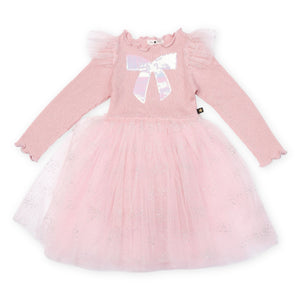 Petite Hailey Jewel Bow l/s Tutu Dress ~ Pink
