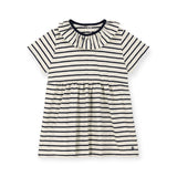 Petit Bateau Striped s/s Dress w/ Ruffle Collar ~ Cream/Navy
