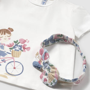 Mayoral Baby Girl s/s Tee & Headband Set ~ White