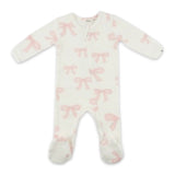 Oh Baby! Bows Print Zip Footie ~ Oyster