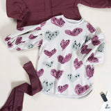 Play Up Girls Hearts Print Fleece Dress ~ Taupe