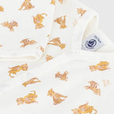 Petit Bateau l/s Leopards Print Romper ~ White/Leopard